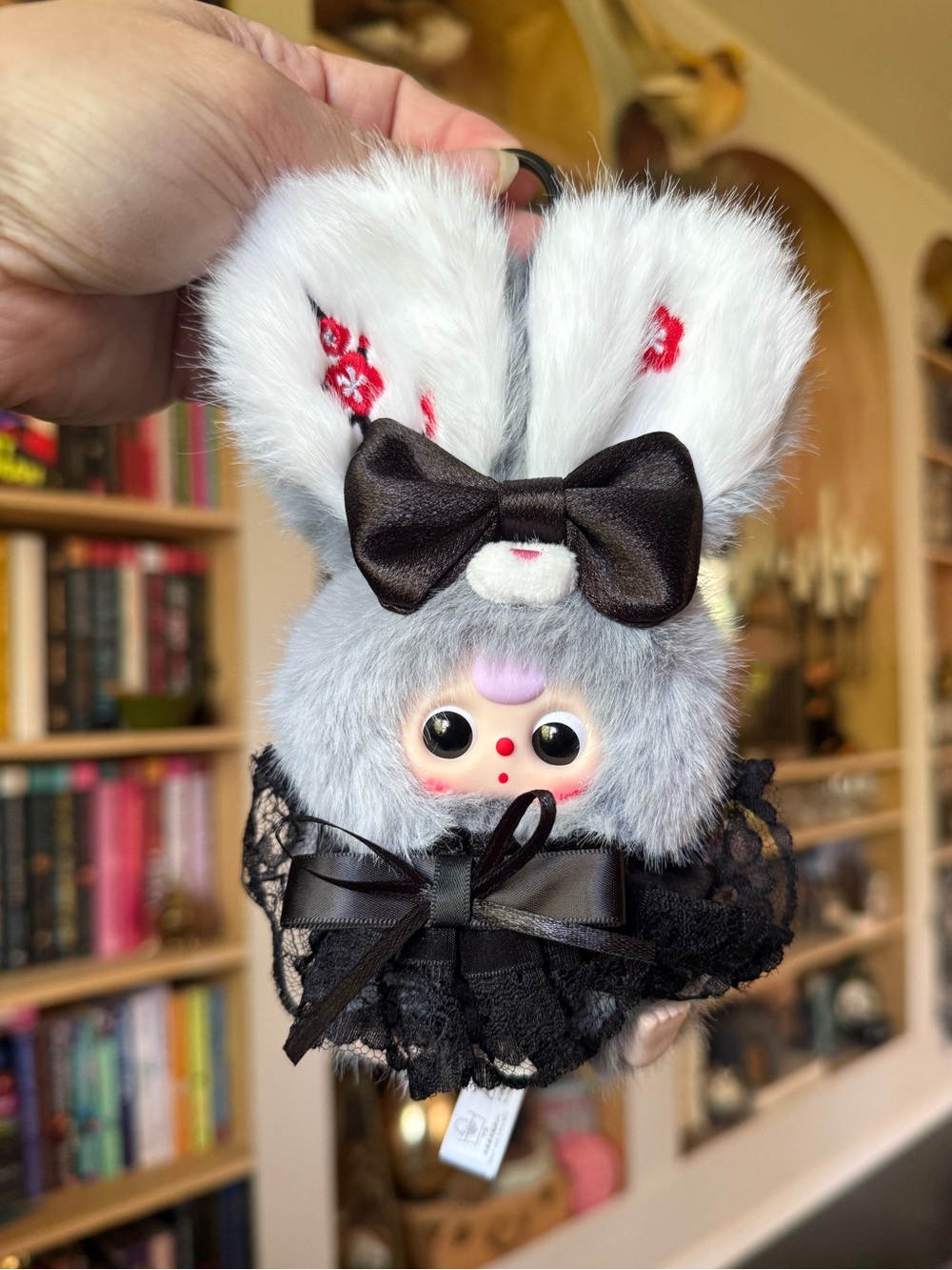 Brand new BB3 flower fairy Plush Bunny Keychain - grey with White Ears